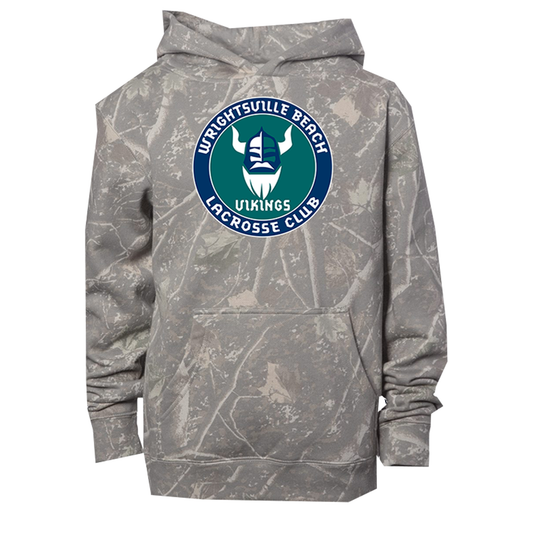 Wrightsville Beach Vikings Lacrosse Heavyweight Hoodie Camo Adult